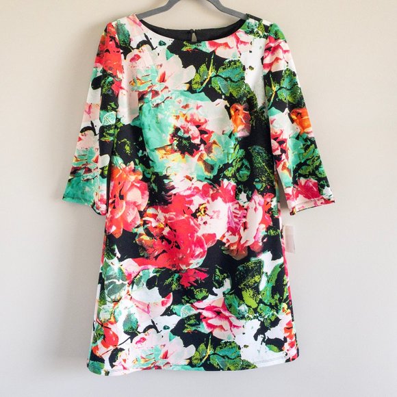 Nicole Miller 3/4 Sleeve Floral Print Midi Dress - Picture 2 of 9